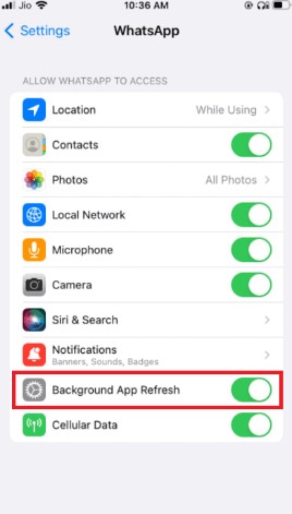 turn off background data restriction on iphone to allow push notifications
