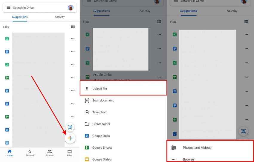 upload file on google drive