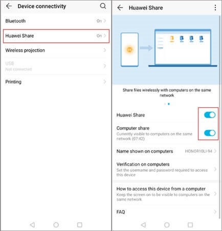 huawei share and computer share options