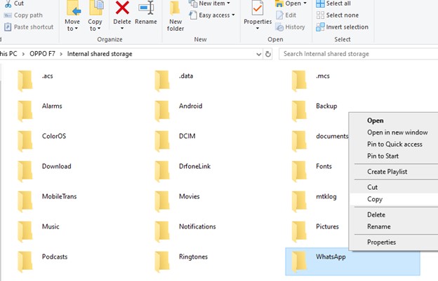 copy whatsapp folder and transfer it to your new phone