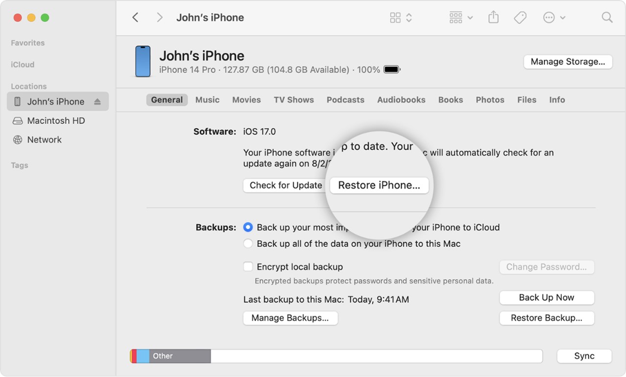 use itunes restore window on pc to reinstall whatsapp without data loss