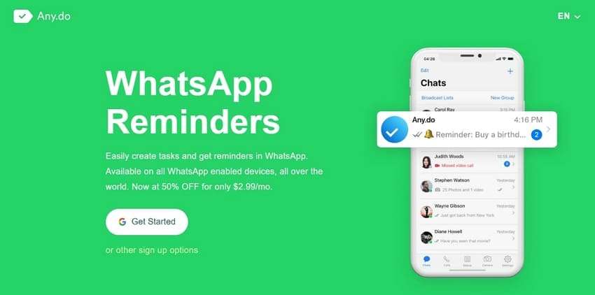 any.do whatsapp reminder messages app