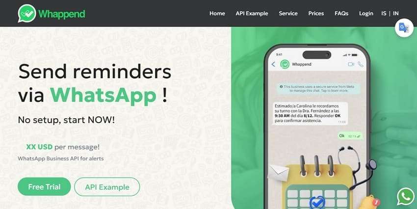 whappend whatsapp reminder messages app