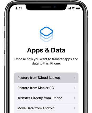 restore from icloud during setup