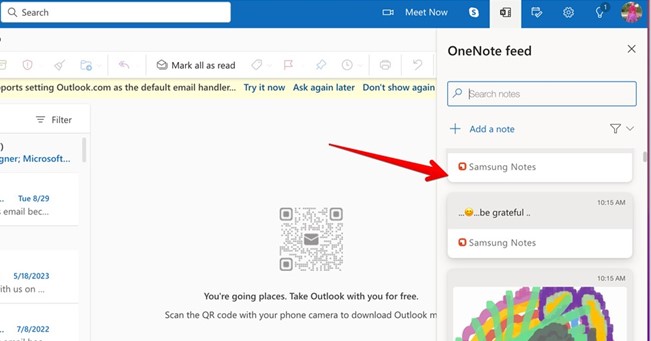 how to view samsung notes on mac via outlook