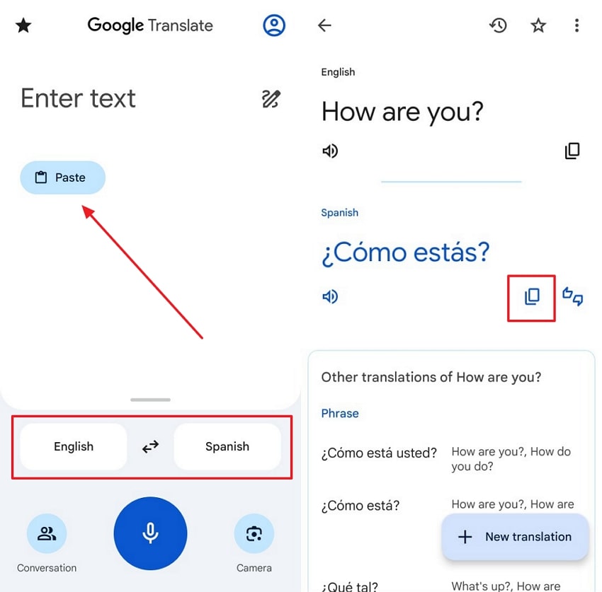 select source and target language