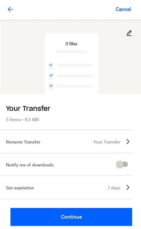 dropbox music transfer screen 