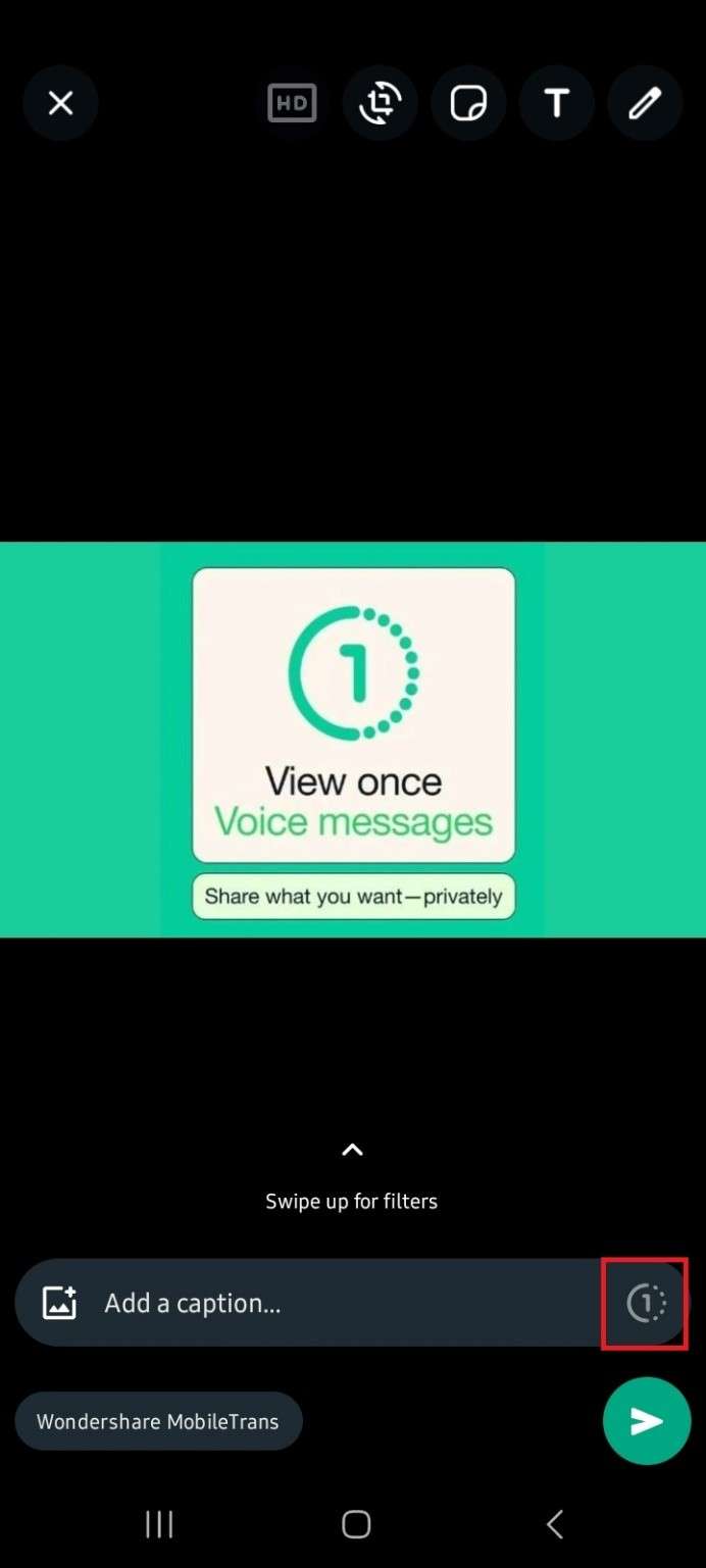 send view once photo on whatsapp