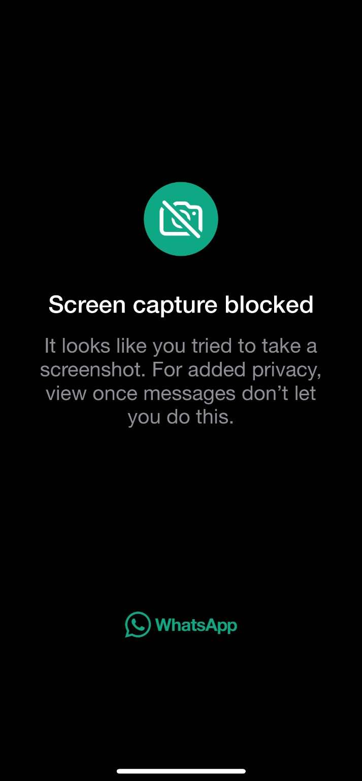 screenshot blocked on whatsapp