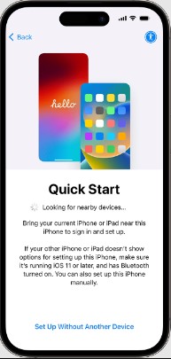 use quick start to set up new iphone automatically or set it up without another device