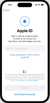 choose to create a new apple id later after setting up your new iphone