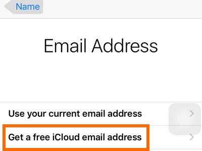 use your current email address or get a free icloud email address