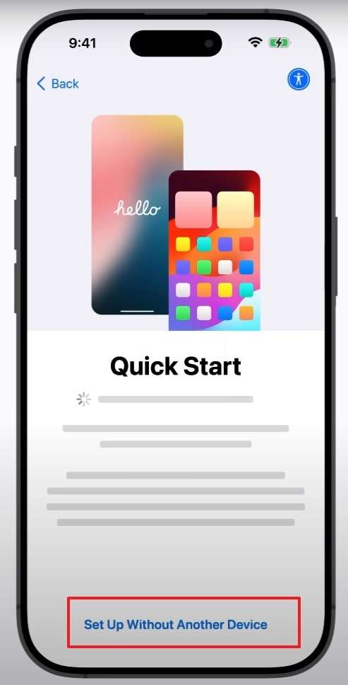 set up with another device iphone