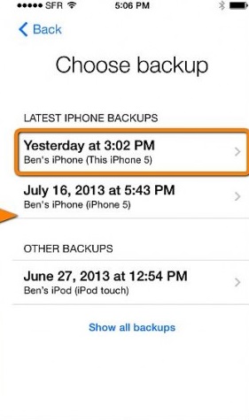 latest iphone backup option