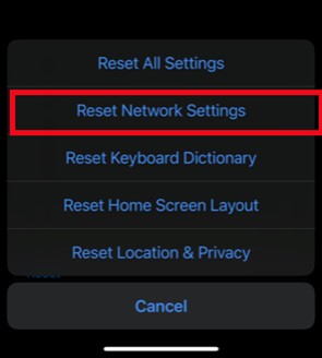 how to reset network settings to fix airdrop if it is declined for network reasons