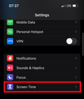 change screen time settings on iphone