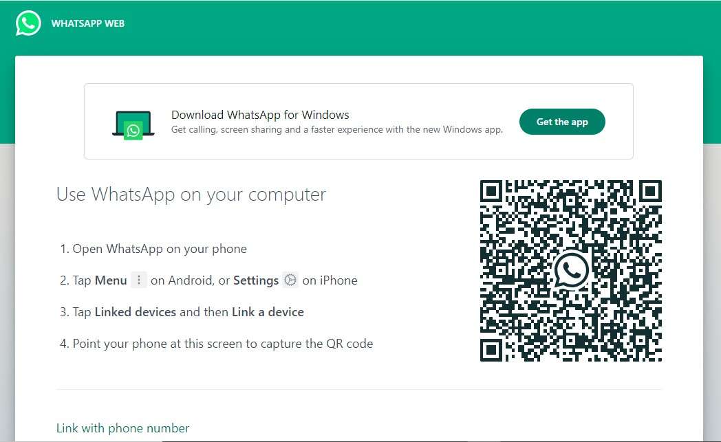 link your computer to whatsapp web