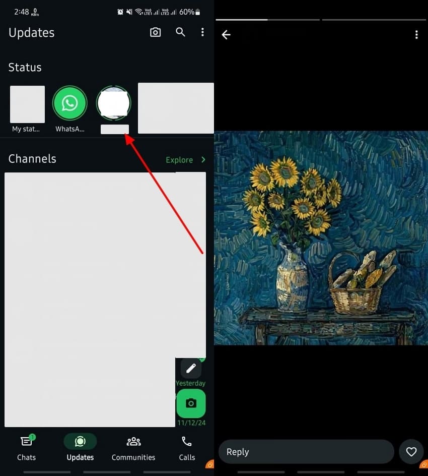 locate status to screenshot android 