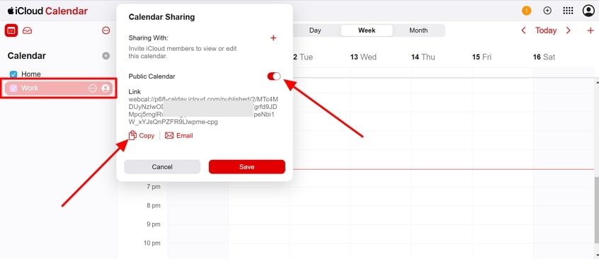 enable public calendar and copy 