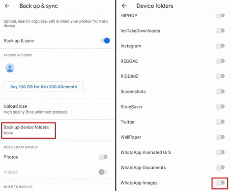 sync whatsapp to google photos on iphone