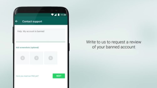 how to request a review of whatsapp account