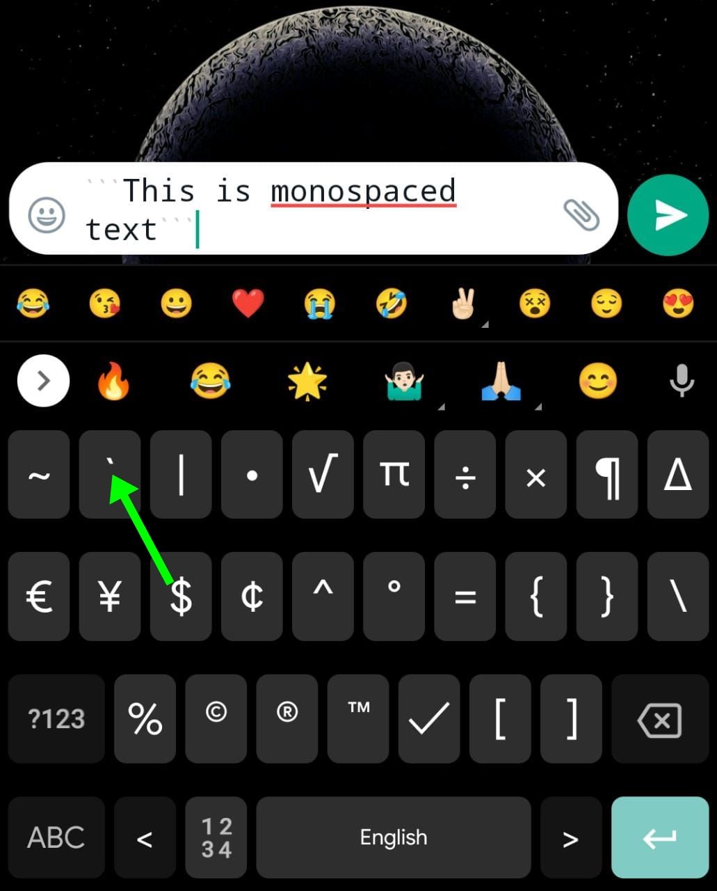 monospace text style for whatsapp 