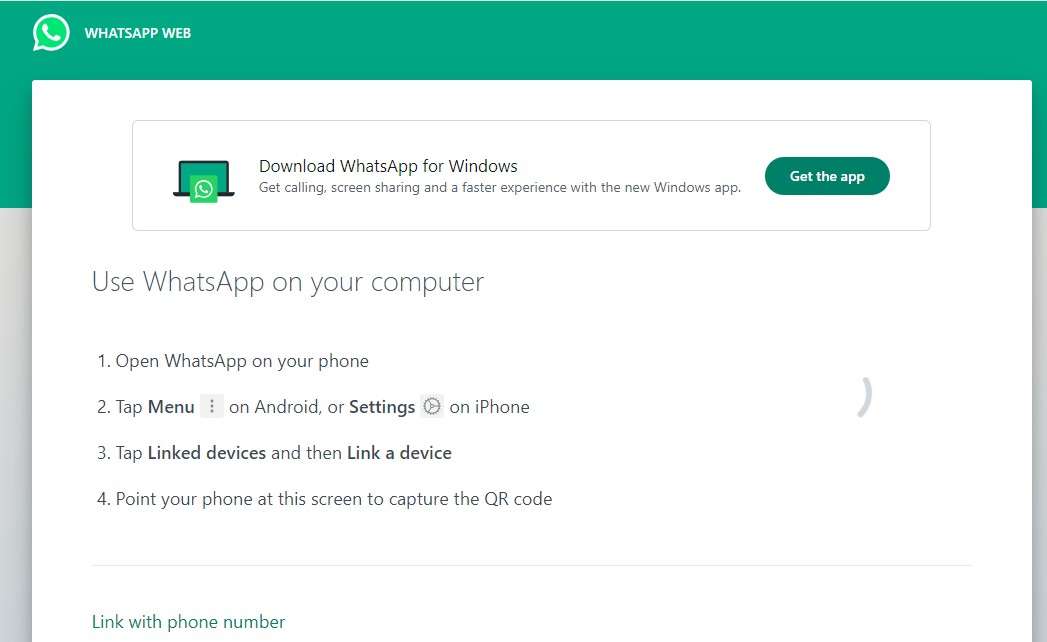 link pc to whatsapp web