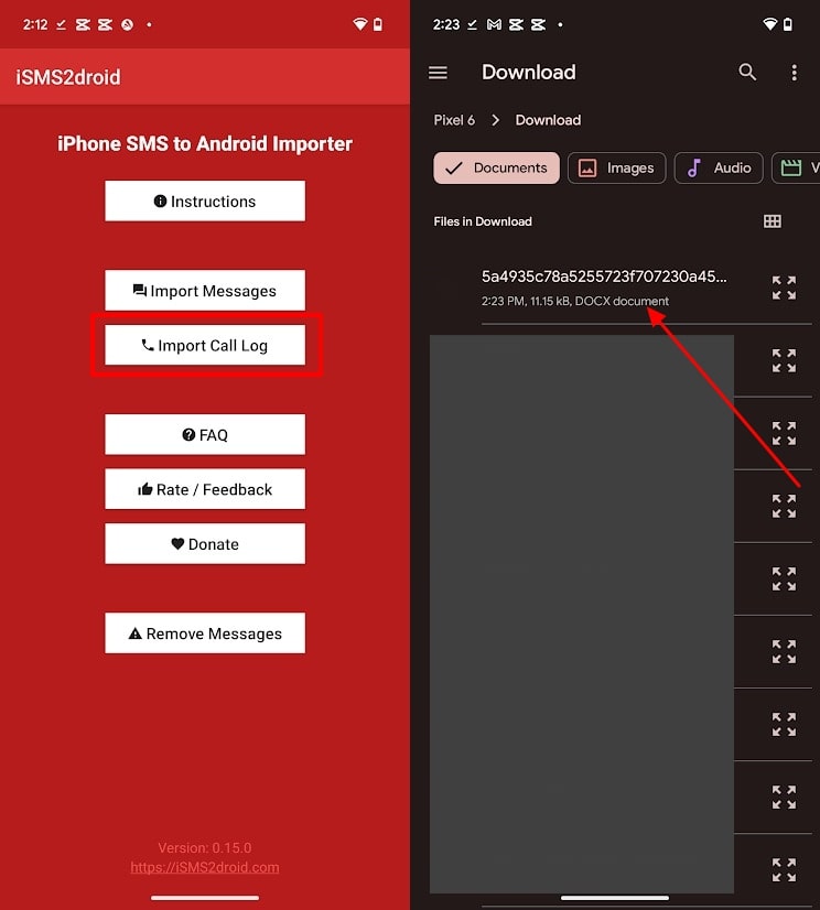 press import call log button