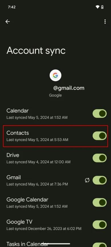 enable contacts in data type lists