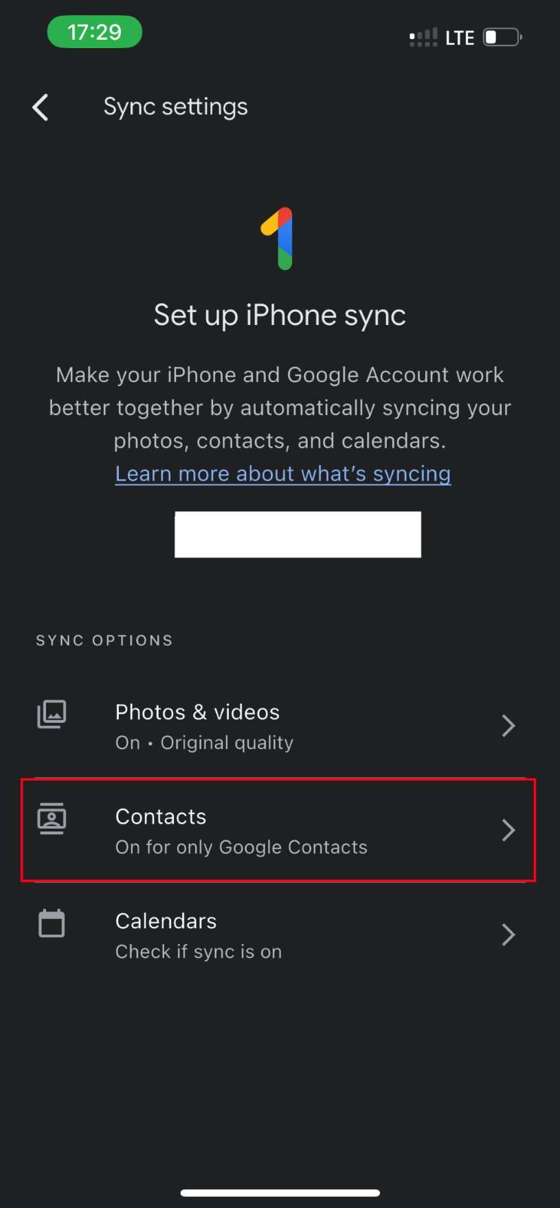 iphone contacts backup via google one