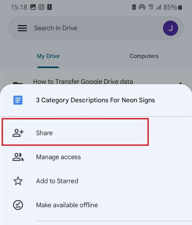 send Samsung data to nokia via google drive