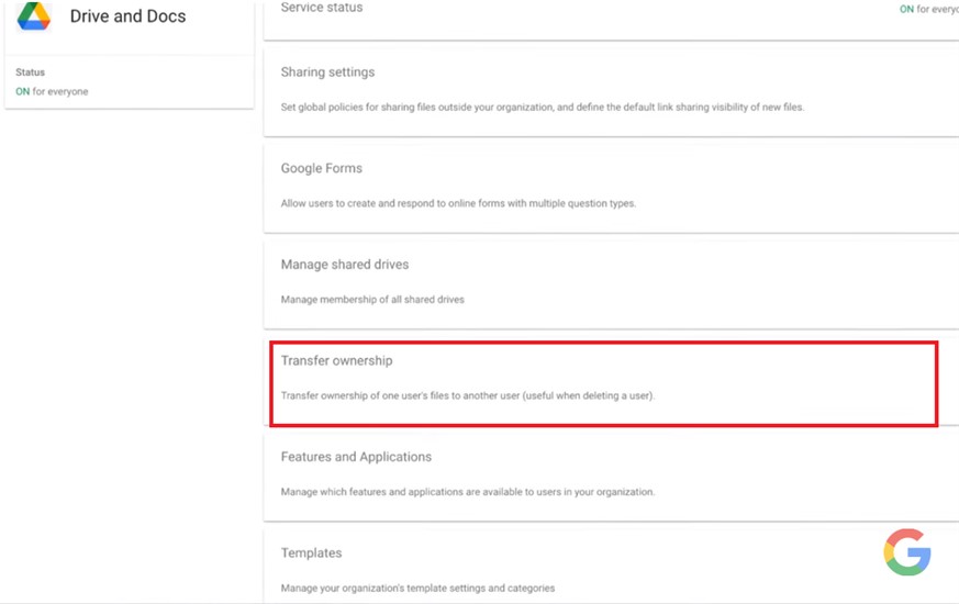 how to transfer google drive ownership to another account