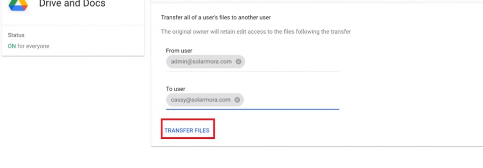 how to transfer google drive data to a new owner