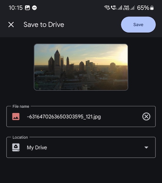 saving file to google drive