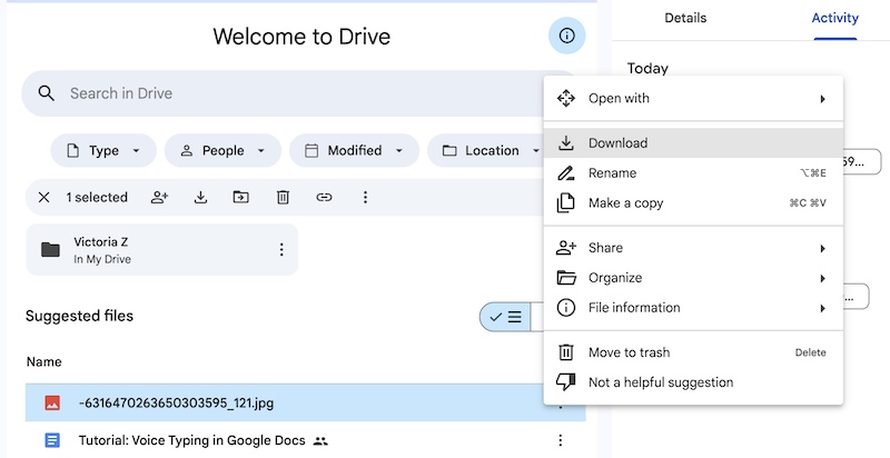 downloading file from google drive