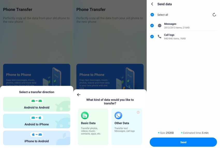 start android to iphone transfer