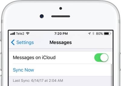 Ativar mensagens na opção iCloud  