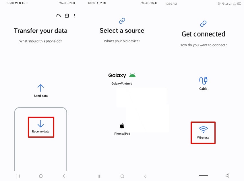 receive data by tapping wireless