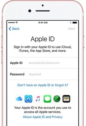 sign in to icloud with your apple id to obtain access to your music backup
