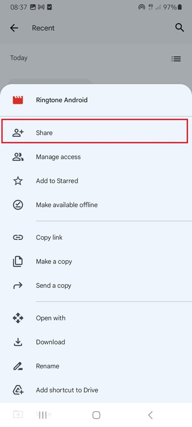share android ringtones via google drive