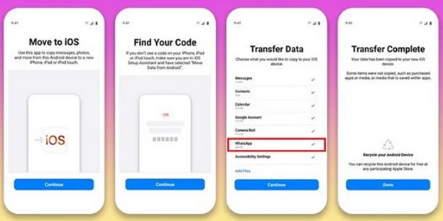 transfer whatsapp data from android to iphone via the move to ios app