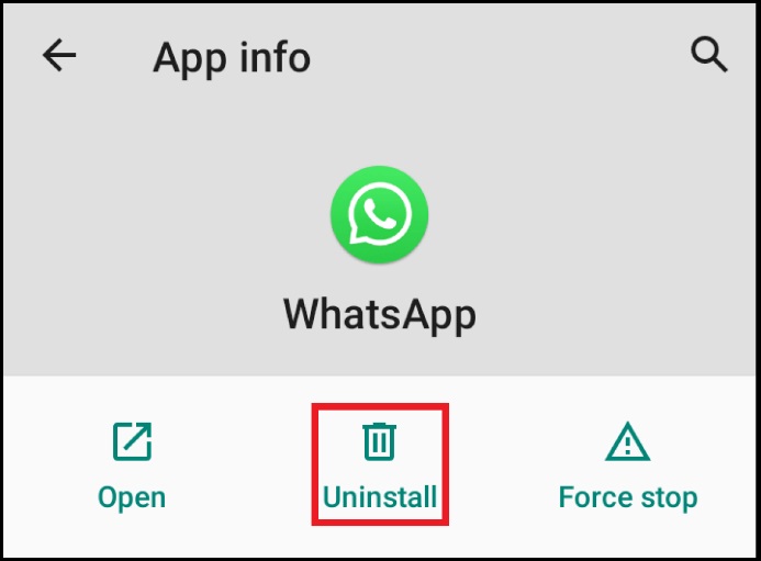 uninstall whatsapp option