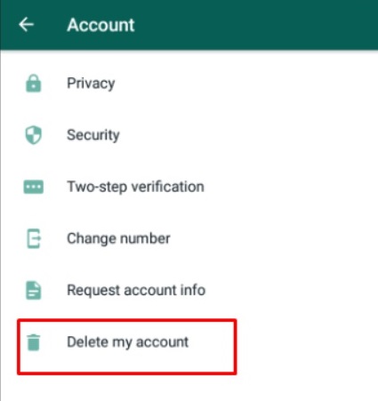 delete whatsapp option