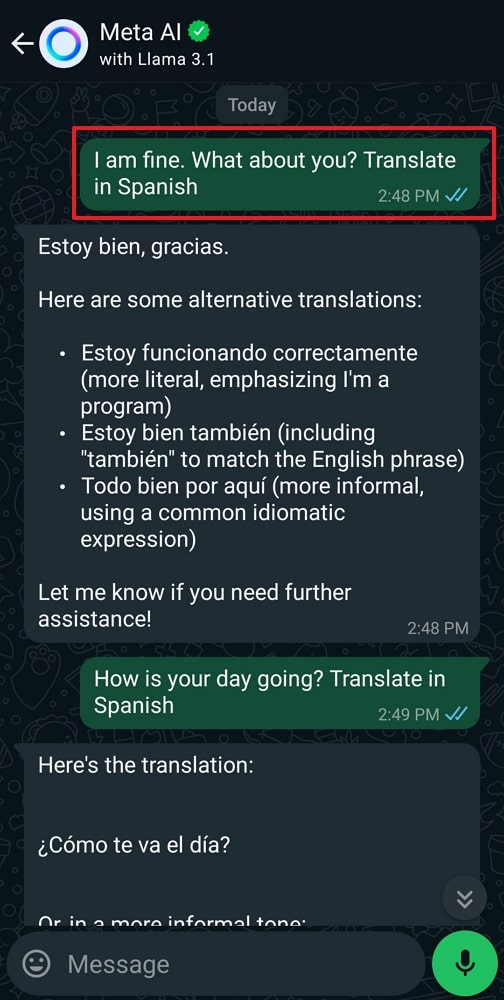 use meta ai to translate