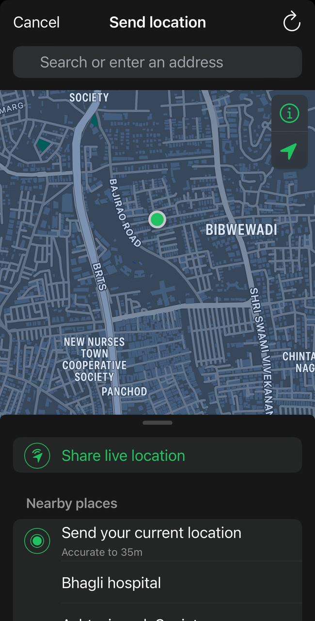 whatsapp share live or current location