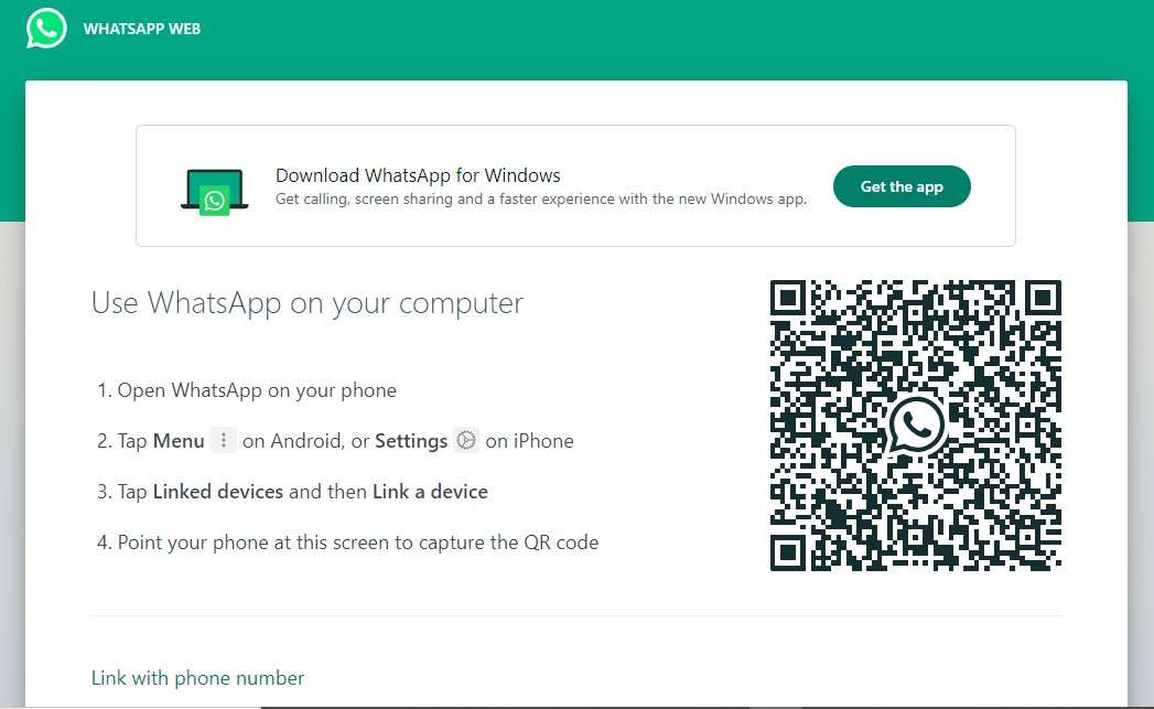 link whatsapp web to phone