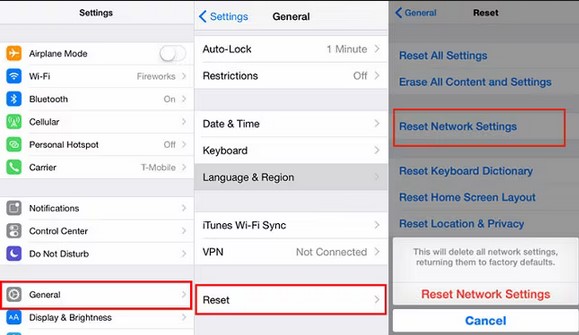 Redefinir as configurações de rede para corrigir problemas do caixa postal no iPhone