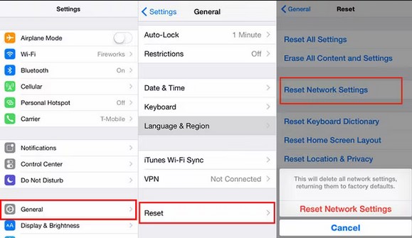 réinitialiser les paramètres réseau pour résoudre les problèmes de messagerie vocale sur l'iphone