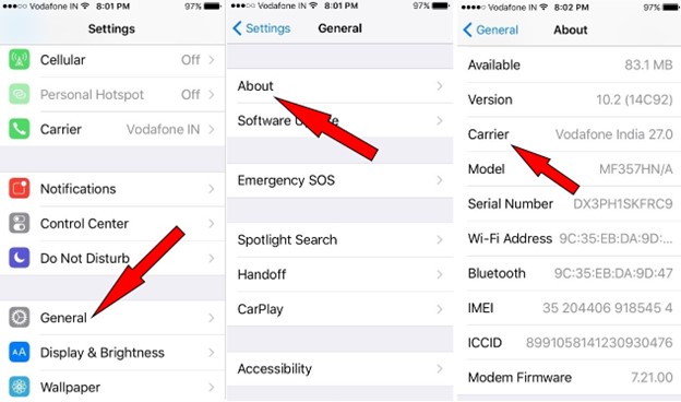 check for carrier settings to resolve voicemail not working on iphone