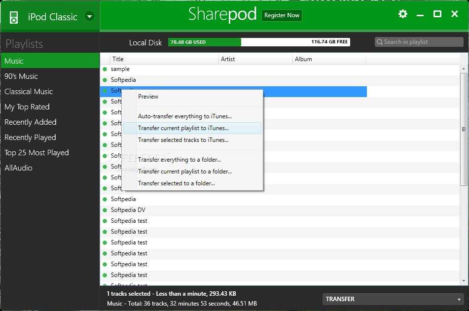 sharepod user interface